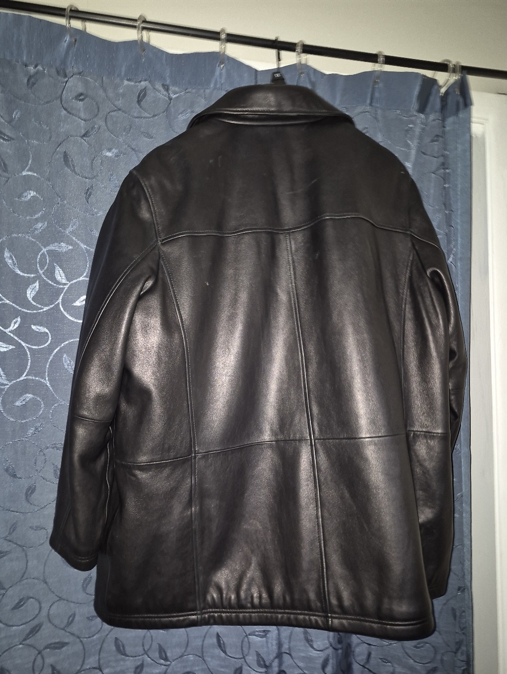 Men's Black Leather Jacket - Classic Panel Design